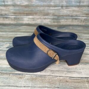 Crocs Sarah Clogs Mules Size 9 Dual Comfort Shoes Womens Navy Blue Chunky